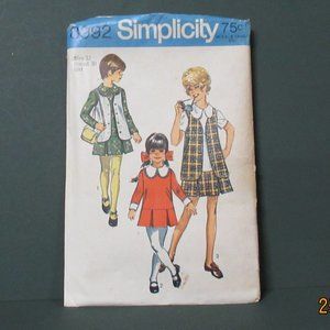 1970 Girls DRESS & VEST Pattern S8992 UNCUT Sz 12